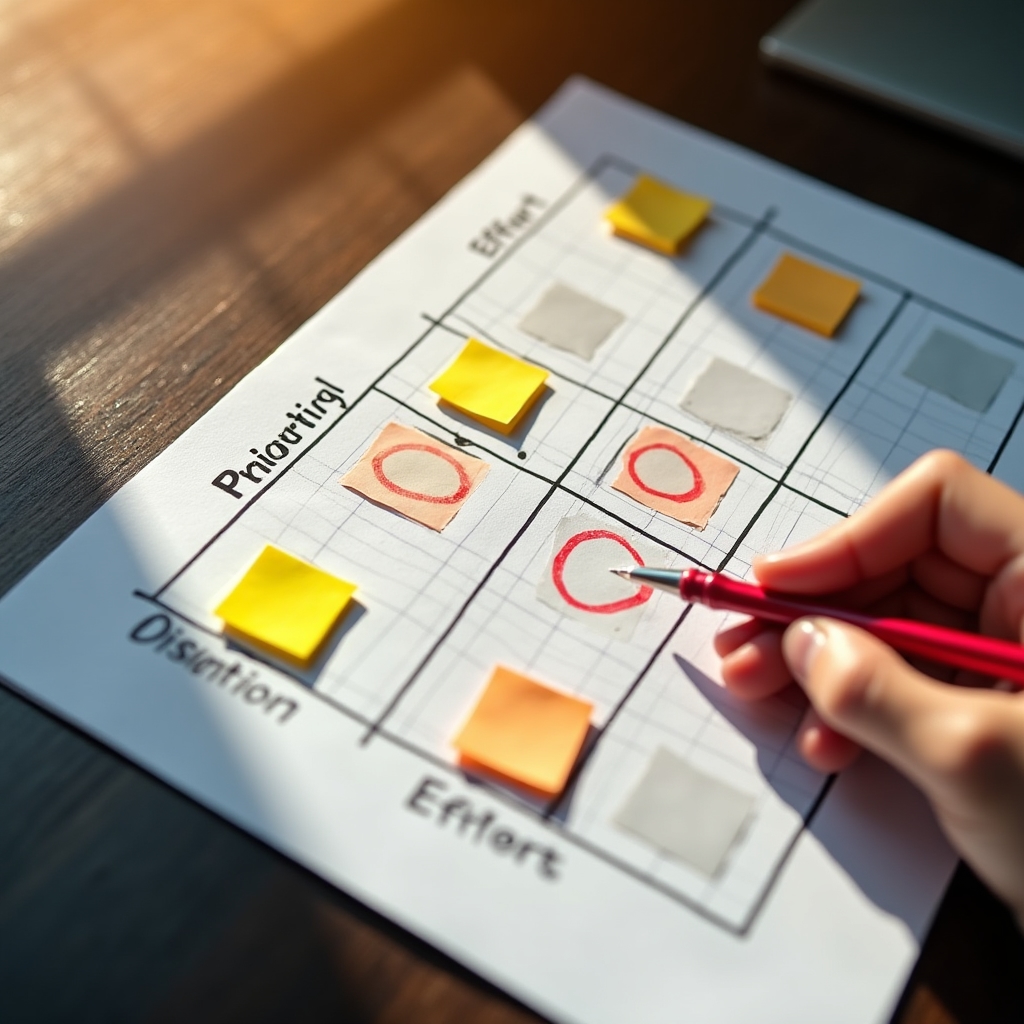 A visual priority matrix for content triage showing potential versus effort axes